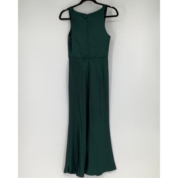 NEW! Lovely Size 0 Charmeuse Cowl-Neck Midi Tank Dress Evergreen $187 msrp J1-1 - Picture 4 of 10